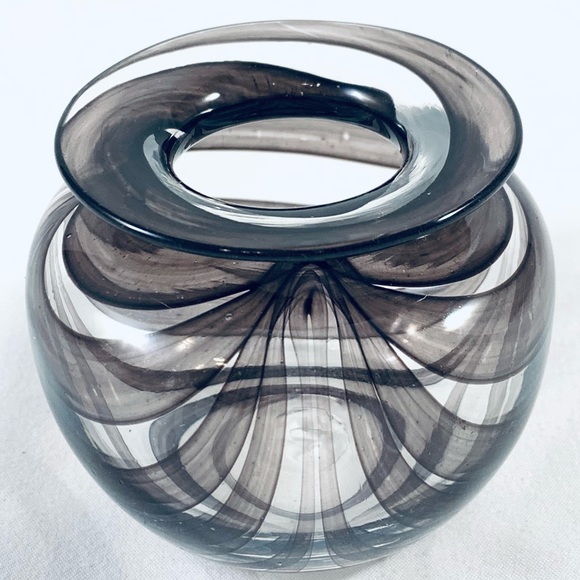 Other - Vintage Blown Studio Glass Vase With Colour Ribbon Trail Pattern